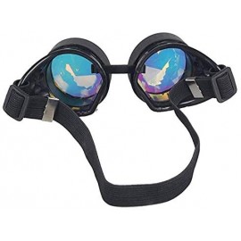 Goggle Kaleidoscope Rave Goggles Steampunk Glasses with Rainbow Crystal Glass Lens - Black - C612LGPJS07 $11.58