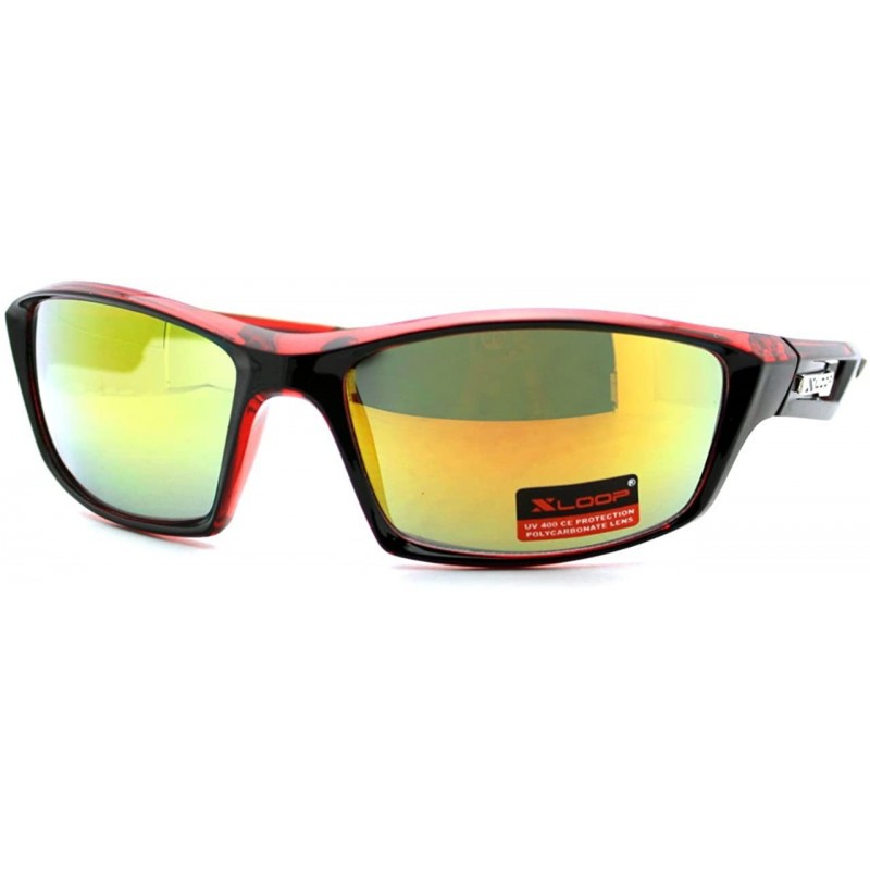 Wrap Xloop Mens Sunglasses Sports Fashion Rectangular Wrap Around UV 400 - Red - C4124LVHB07 $10.16