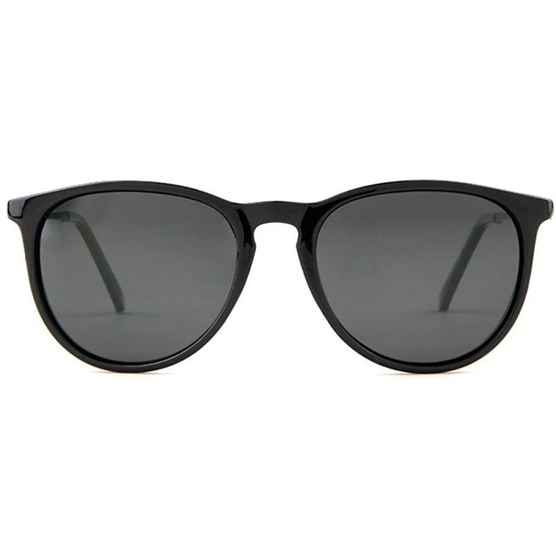 Round Polarized UV400 Sun Glasses Fashion Round Sunglasses For Women - Black Grey - C218GNNE00Q $9.64