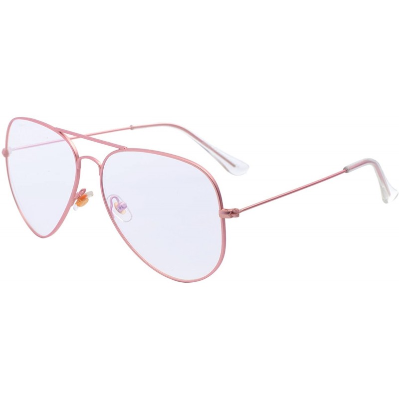 Aviator Classic Lightweight Aviator Sunlasses Prescription Eyeglass Frames Clear Lens for Women - Pink - CW188WCOE7X $19.27