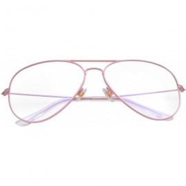 Aviator Classic Lightweight Aviator Sunlasses Prescription Eyeglass Frames Clear Lens for Women - Pink - CW188WCOE7X $19.27