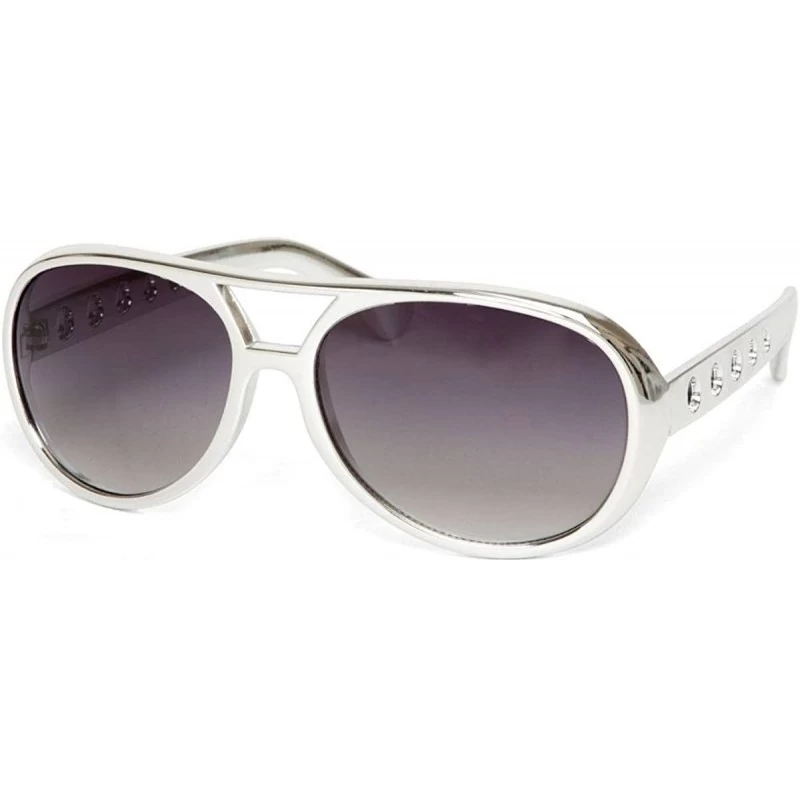 Oversized Rock and Roll King Sunglasses - Silver - C612O9ZS8LD $11.08