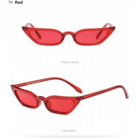 Goggle 2018 Women Small Frame Cat Sunglasses Vintage Fashion Brand Designer Candy Color - Red - C618CG0LG9D $10.38