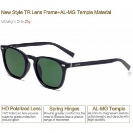 Round Polarized Sunglasses Classic Driving Protection - Dark Green Lens/Black Frame - CS18TS9IIQT $15.93