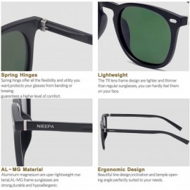 Round Polarized Sunglasses Classic Driving Protection - Dark Green Lens/Black Frame - CS18TS9IIQT $15.93