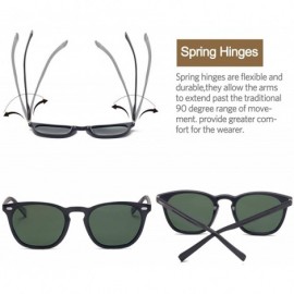 Round Polarized Sunglasses Classic Driving Protection - Dark Green Lens/Black Frame - CS18TS9IIQT $15.93