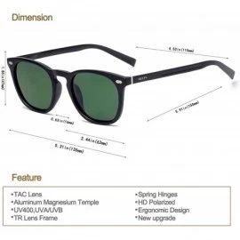 Round Polarized Sunglasses Classic Driving Protection - Dark Green Lens/Black Frame - CS18TS9IIQT $15.93