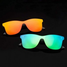 Square Rimless Mirrored Lens One Piece Sunglasses UV400 Protection for Women Men - 1 Red+green - C818QQA94XZ $16.86