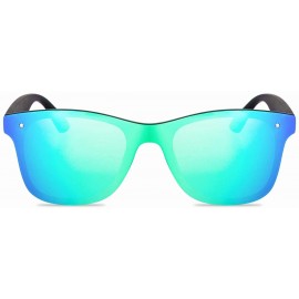 Square Rimless Mirrored Lens One Piece Sunglasses UV400 Protection for Women Men - 1 Red+green - C818QQA94XZ $16.86