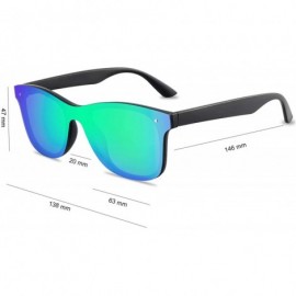 Square Rimless Mirrored Lens One Piece Sunglasses UV400 Protection for Women Men - 1 Red+green - C818QQA94XZ $16.86