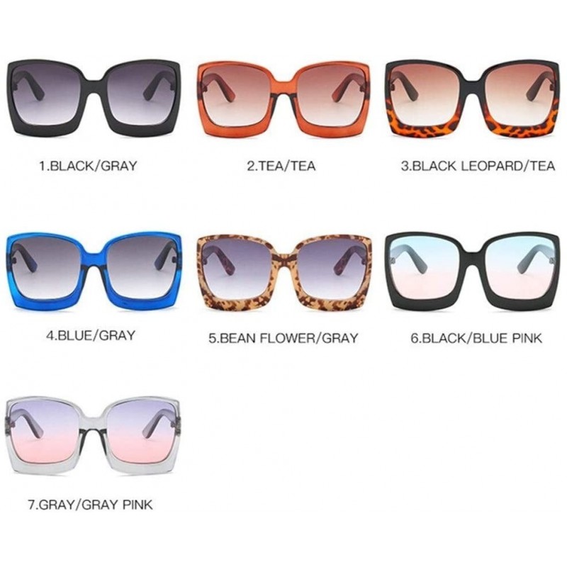 Oversized Fashion Oversized Women Sunglasses Plastic Female Big Frame Gradient Sun Glasses UV400 (Color Blue Pink Lens) - CJ1...