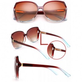 Square Women Polarized Sunglasses Classic Oversized Cateye Sparkling Design Anti Glare B2559 - Brown - CN193XDD7Z5 $15.03