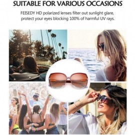 Square Women Polarized Sunglasses Classic Oversized Cateye Sparkling Design Anti Glare B2559 - Brown - CN193XDD7Z5 $15.03