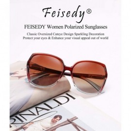 Square Women Polarized Sunglasses Classic Oversized Cateye Sparkling Design Anti Glare B2559 - Brown - CN193XDD7Z5 $15.03