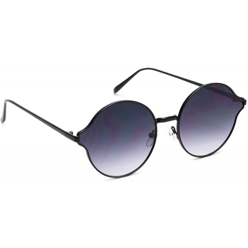 Round Round Sunglasses Metal Arms Flat Lens Men Women Fashion - Black Gradient - CU18EW8OWOC $11.29