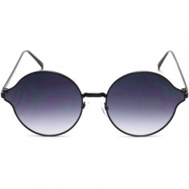 Round Round Sunglasses Metal Arms Flat Lens Men Women Fashion - Black Gradient - CU18EW8OWOC $11.29