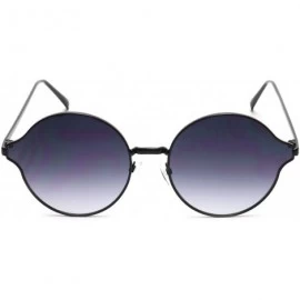 Round Round Sunglasses Metal Arms Flat Lens Men Women Fashion - Black Gradient - CU18EW8OWOC $11.29