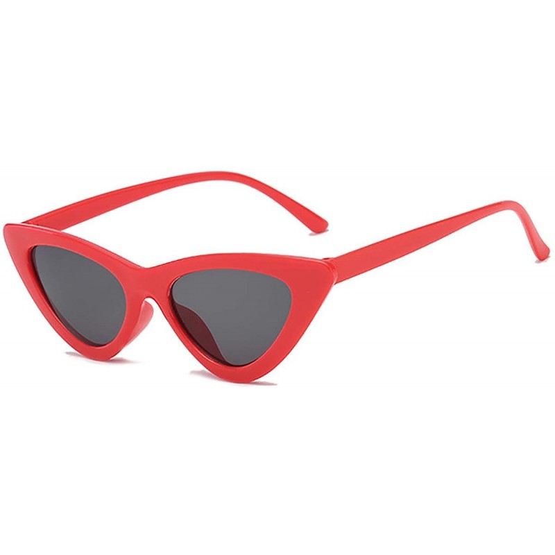 Aviator Retro Vintage Narrow Cat Eye Sunglasses for Women Clout Goggles Plastic Frame - Red Grey - CA18LDXICTT $10.37