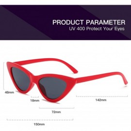 Aviator Retro Vintage Narrow Cat Eye Sunglasses for Women Clout Goggles Plastic Frame - Red Grey - CA18LDXICTT $10.37