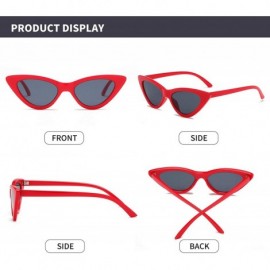 Aviator Retro Vintage Narrow Cat Eye Sunglasses for Women Clout Goggles Plastic Frame - Red Grey - CA18LDXICTT $10.37