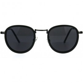 Round Retro Round Double Rim Bifocal Reading Sunglasses - Gunmetal Black - C9180ZLKSRM $13.78