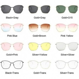 Cat Eye Cat Eye Sunglasses Women Classic Flat Lens Clear Sun Glasses Female Male Retro Small Metal Frame Square - C7198Y2YZTS...