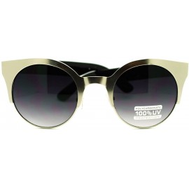 Round Round Cateye Sunglasses Womens High Fashion Shades Vintage Retro - Silver Black - CU11DWEKMDN $12.80