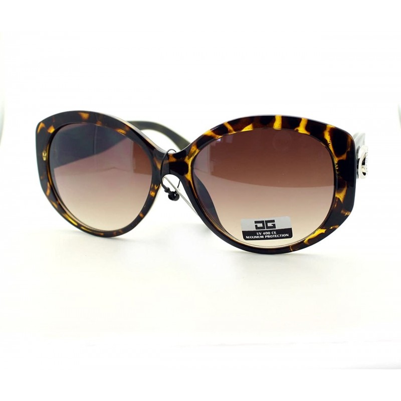 Round Designer Fashion Womens Sunglasses Oversized Oval Round Frame - Tortoise Brown - CP11VH2GDFD $13.24