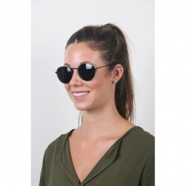 Round Vintage Round Sunglasses P2150 - Black/Smoke Lens - C911O585EQF $14.08