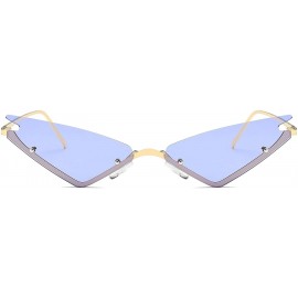 Rimless Small Cateye Sunglasses Futuristic Rimless Mirrored Lens - Purple Clear Lens - C718T03G5GT $15.75