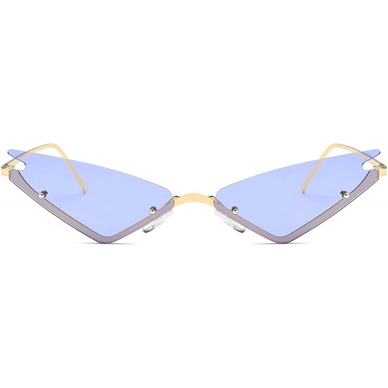 Rimless Small Cateye Sunglasses Futuristic Rimless Mirrored Lens - Purple Clear Lens - C718T03G5GT $15.75