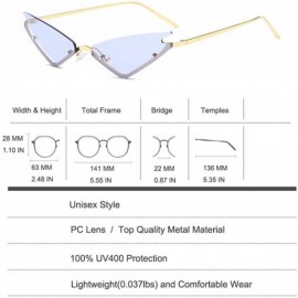 Rimless Small Cateye Sunglasses Futuristic Rimless Mirrored Lens - Purple Clear Lens - C718T03G5GT $15.75