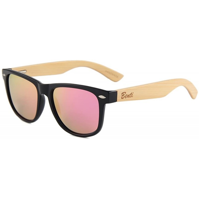 Wayfarer 100% Bamboo Wayfarer Polarized UV Protected Unisex Sunglasses Sand Bamboo Collection - Pink Grapefruit - C3194C7ZZQR...