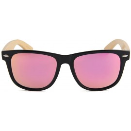 Wayfarer 100% Bamboo Wayfarer Polarized UV Protected Unisex Sunglasses Sand Bamboo Collection - Pink Grapefruit - C3194C7ZZQR...