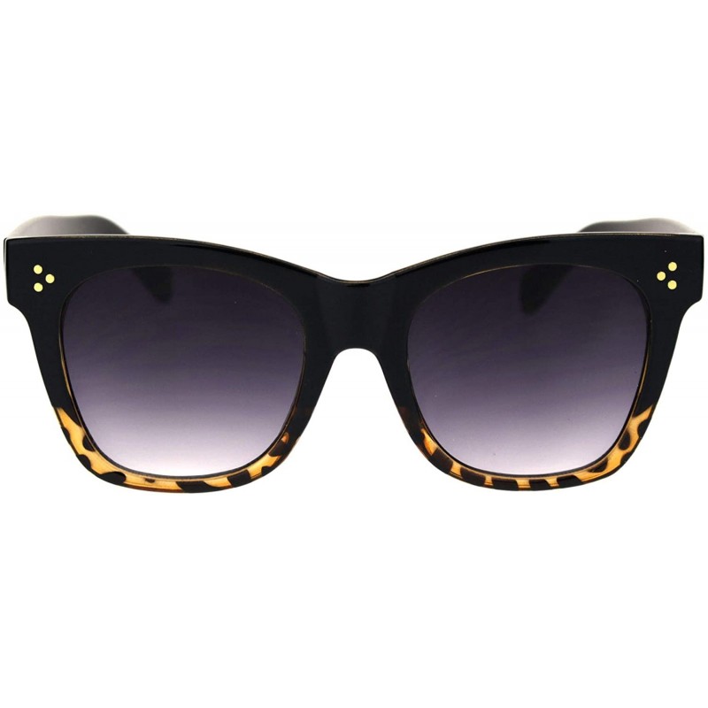 Rectangular Womens Large Horn Rim Dorky Boyfriend Retro Sunglasses - Black Tortoise Smoke - CT18QZ7Q32X $11.44