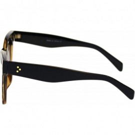 Rectangular Womens Large Horn Rim Dorky Boyfriend Retro Sunglasses - Black Tortoise Smoke - CT18QZ7Q32X $11.44