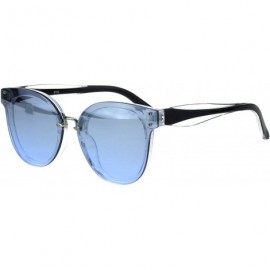 Rectangular Womens Boyfriend Deco Metal Bridge Chic Horn Rim Plastic Sunglasses - Clear Silver Blue - CN18GLZAQKR $13.04