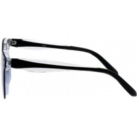 Rectangular Womens Boyfriend Deco Metal Bridge Chic Horn Rim Plastic Sunglasses - Clear Silver Blue - CN18GLZAQKR $13.04