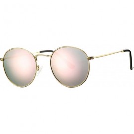 Aviator Small Round Metal Polarized Sunglasses for Women Retro Designer Style - Gold Frame/Pink Mirrored Lens - CH18UQ8EIS3 $...