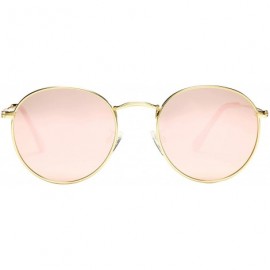 Aviator Small Round Metal Polarized Sunglasses for Women Retro Designer Style - Gold Frame/Pink Mirrored Lens - CH18UQ8EIS3 $...