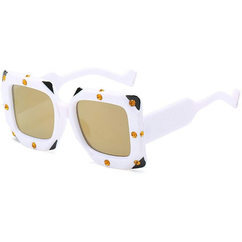 Oversized Crystal Sunglasses Vintage Oversize Eyeglasses - White&gold - C518Q96RS7R $14.19