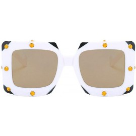 Oversized Crystal Sunglasses Vintage Oversize Eyeglasses - White&gold - C518Q96RS7R $14.19