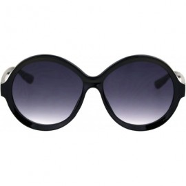 Round Womens Vintage Retro Fashion Sunglasses Round Circle Beveled Frame UV 400 - Black (Smoke) - CL193T6K827 $11.06