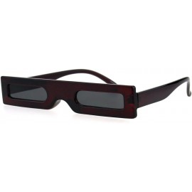 Rectangular 80s Squared Narrow Rectangular Robotic Futurism Plastic Sunglasses - Burgundy - CF18GL9H2Y3 $7.41