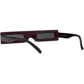 Rectangular 80s Squared Narrow Rectangular Robotic Futurism Plastic Sunglasses - Burgundy - CF18GL9H2Y3 $7.41