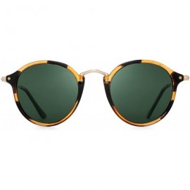 Round Retro Polarized Round Sunglasses for Women Vintage Small Mirror Glasses - Tortoise Frame / Polarized Green Lens - CD18A...