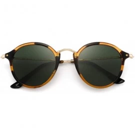 Round Retro Polarized Round Sunglasses for Women Vintage Small Mirror Glasses - Tortoise Frame / Polarized Green Lens - CD18A...