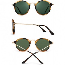 Round Retro Polarized Round Sunglasses for Women Vintage Small Mirror Glasses - Tortoise Frame / Polarized Green Lens - CD18A...