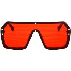 Shield Retro Oversized Shield Sunglasses Rimless Flat Top Mirror Glasses Women Men - Red - CR18XI8YH8Y $14.40