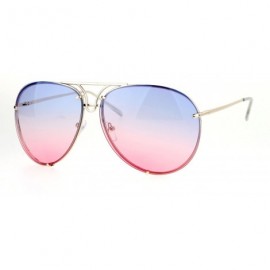 Oval Retro Vintage Rimless Oceanic Lens Pilot Sunglasses - Blue Pink - CY12N08OLNT $11.20